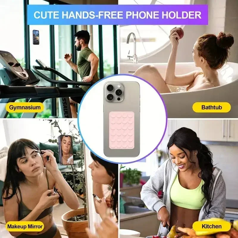 Candy Color Silicone Suction Phone Case Mount Non Slip Suction Cup Phone Stand Silicone Phone Holder For Selfies and Videos